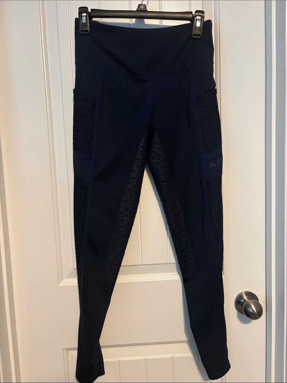 Ariat Dark Navy Athletic Leggings with Textured Side Panels Full Seat Equestrian